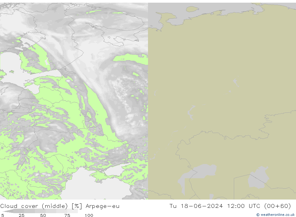 zachmurzenie (środk.) Arpege-eu wto. 18.06.2024 12 UTC