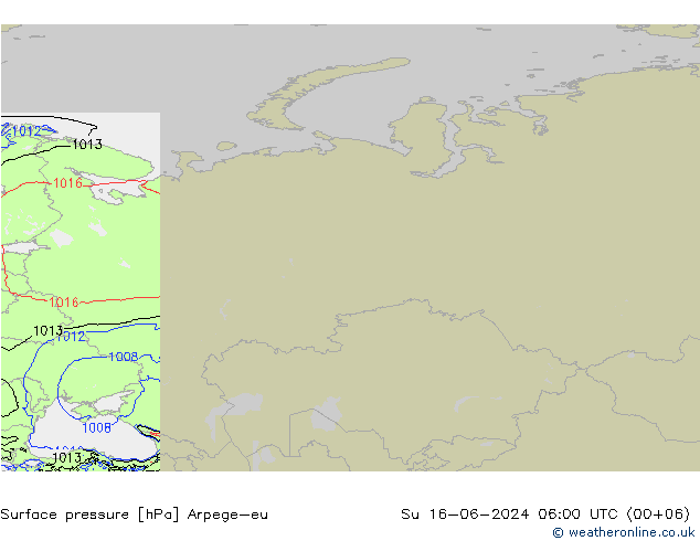 pressão do solo Arpege-eu Dom 16.06.2024 06 UTC