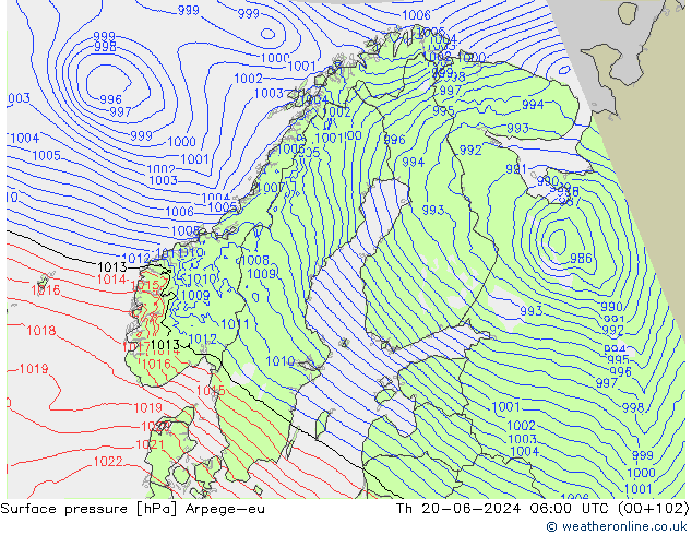Yer basıncı Arpege-eu Per 20.06.2024 06 UTC