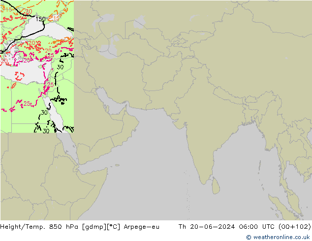 Hoogte/Temp. 850 hPa Arpege-eu do 20.06.2024 06 UTC