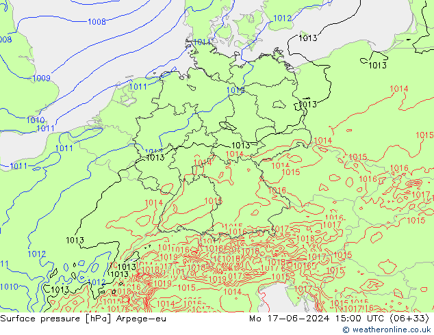 Yer basıncı Arpege-eu Pzt 17.06.2024 15 UTC