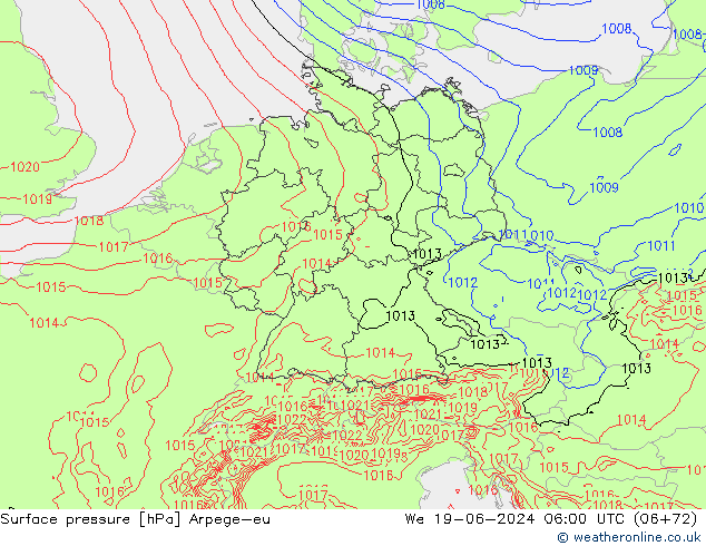 приземное давление Arpege-eu ср 19.06.2024 06 UTC