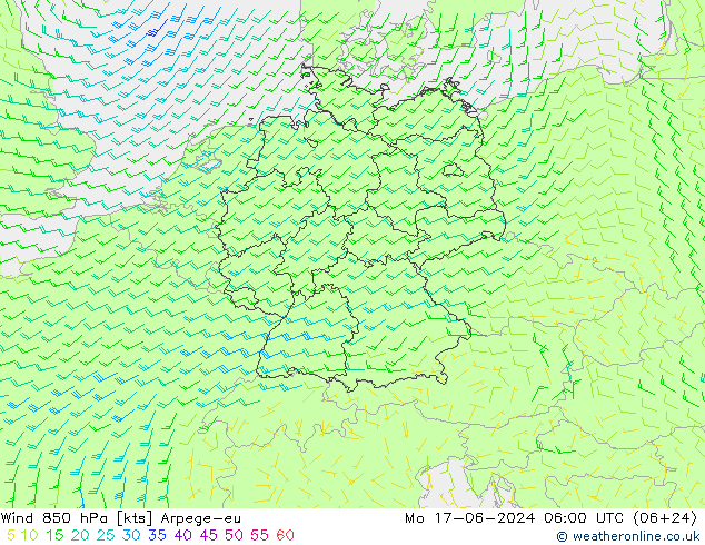 风 850 hPa Arpege-eu 星期一 17.06.2024 06 UTC