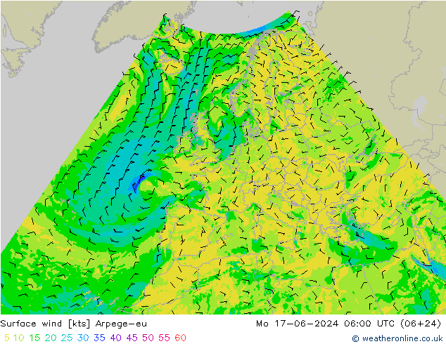 Bodenwind Arpege-eu Mo 17.06.2024 06 UTC