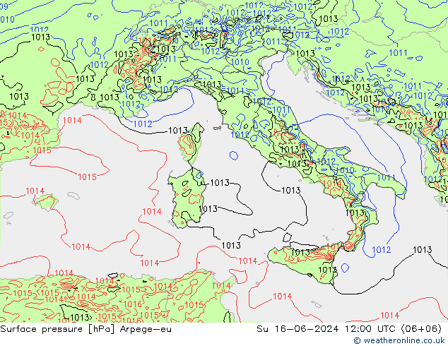 приземное давление Arpege-eu Вс 16.06.2024 12 UTC