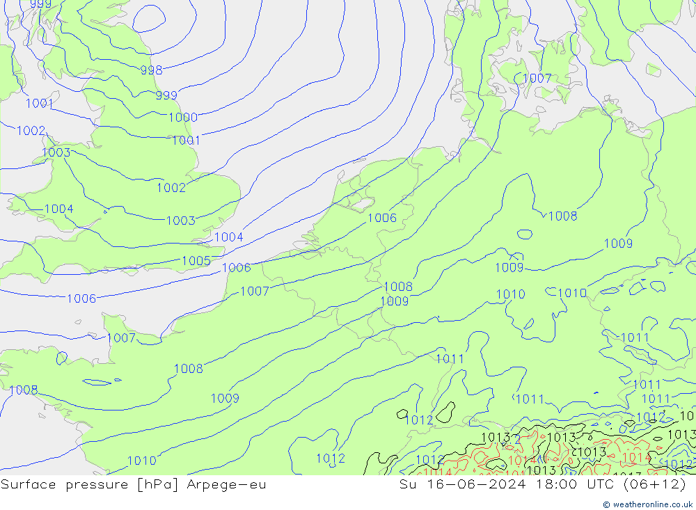 Bodendruck Arpege-eu So 16.06.2024 18 UTC