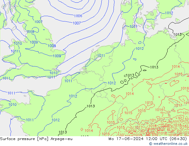 Yer basıncı Arpege-eu Pzt 17.06.2024 12 UTC