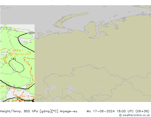 Height/Temp. 850 hPa Arpege-eu Mo 17.06.2024 18 UTC