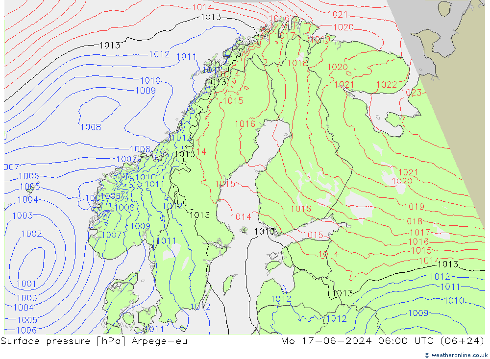 Bodendruck Arpege-eu Mo 17.06.2024 06 UTC