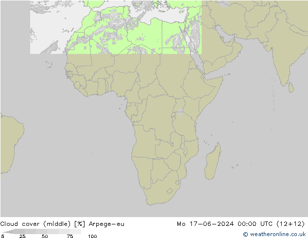 oblačnosti uprostřed Arpege-eu Po 17.06.2024 00 UTC
