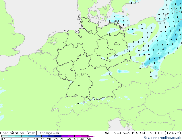 Neerslag Arpege-eu wo 19.06.2024 12 UTC