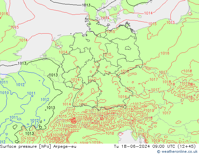 приземное давление Arpege-eu вт 18.06.2024 09 UTC