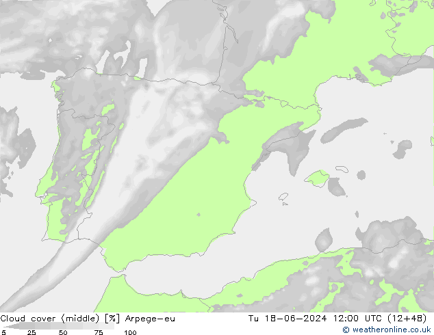 Nuages (moyen) Arpege-eu mar 18.06.2024 12 UTC