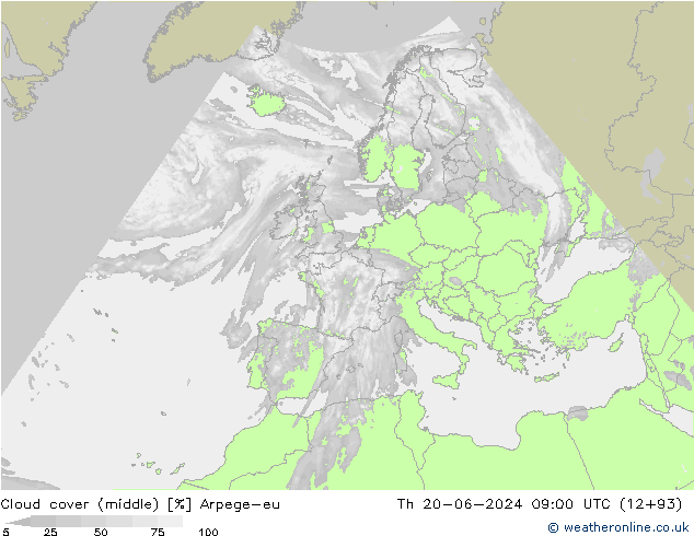 Bewolking (Middelb.) Arpege-eu do 20.06.2024 09 UTC