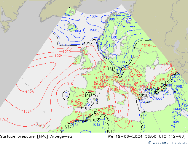 Surface pressure Arpege-eu We 19.06.2024 06 UTC