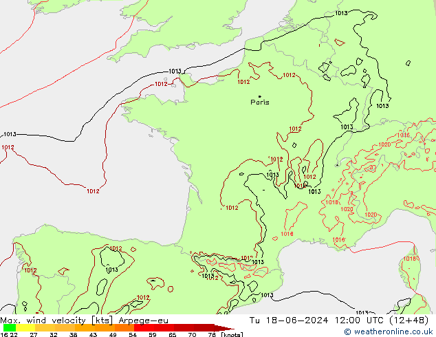 Windböen Arpege-eu Di 18.06.2024 12 UTC