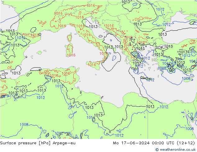 Surface pressure Arpege-eu Mo 17.06.2024 00 UTC