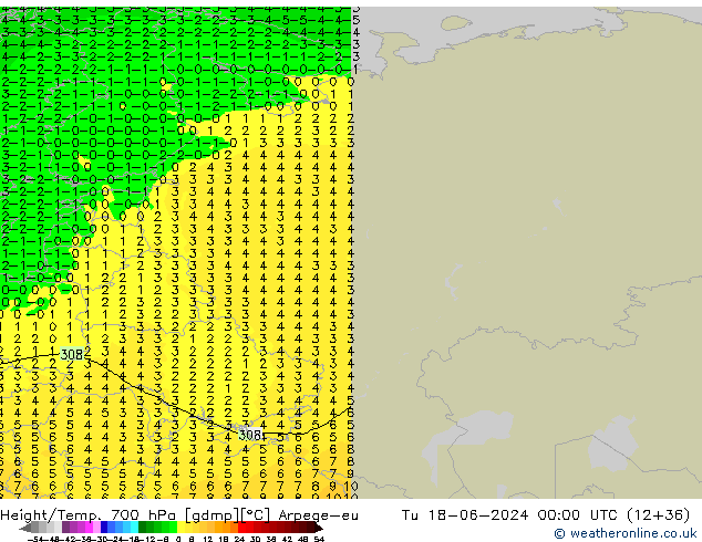Hoogte/Temp. 700 hPa Arpege-eu di 18.06.2024 00 UTC