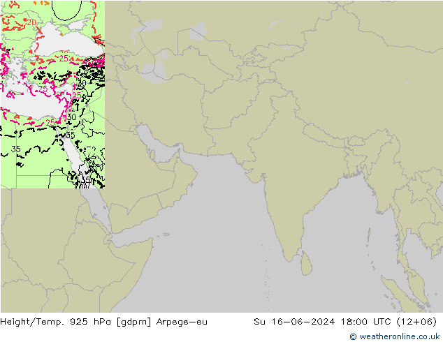 Géop./Temp. 925 hPa Arpege-eu dim 16.06.2024 18 UTC