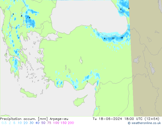 Toplam Yağış Arpege-eu Sa 18.06.2024 18 UTC
