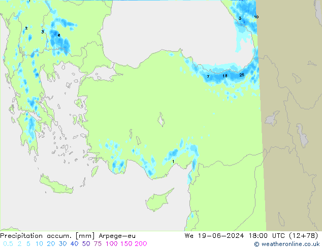 Precipitation accum. Arpege-eu We 19.06.2024 18 UTC