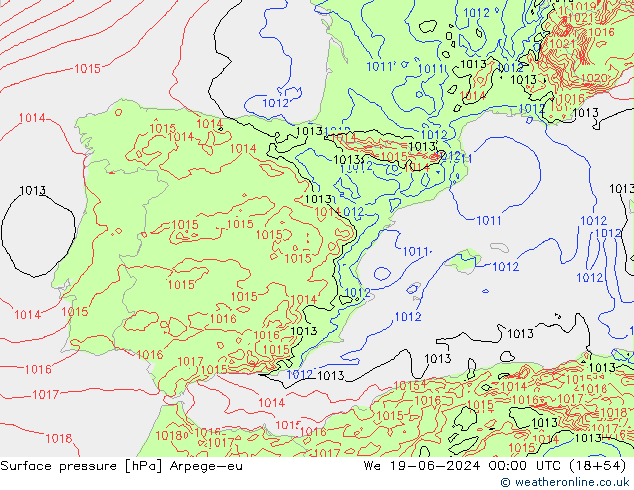 Surface pressure Arpege-eu We 19.06.2024 00 UTC