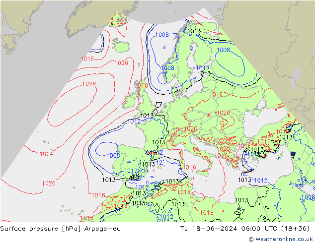 Presión superficial Arpege-eu mar 18.06.2024 06 UTC