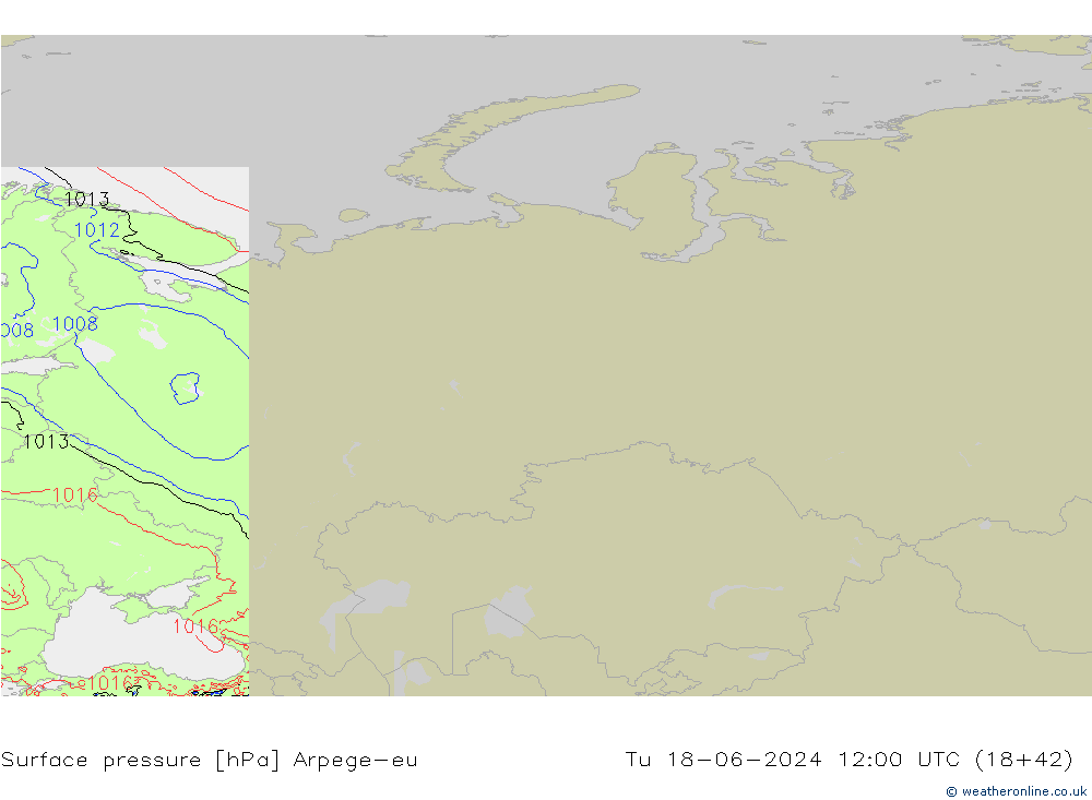 Surface pressure Arpege-eu Tu 18.06.2024 12 UTC