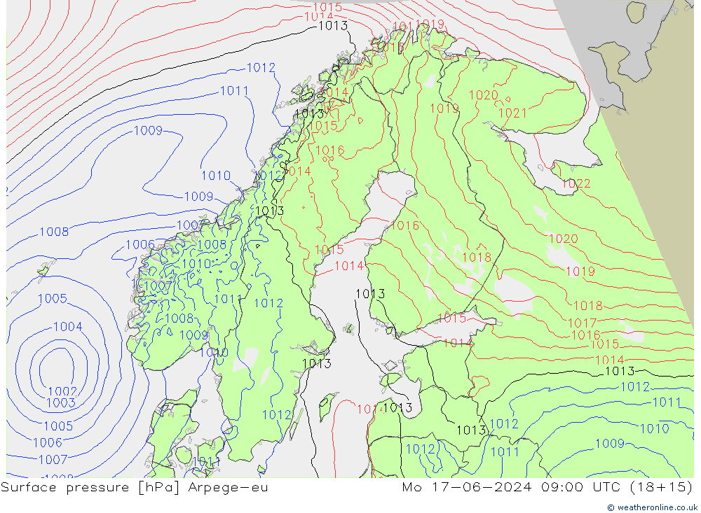 pression de l'air Arpege-eu lun 17.06.2024 09 UTC