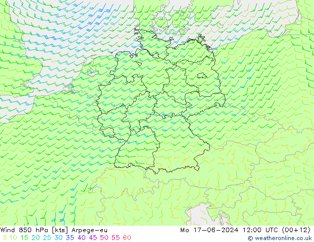 风 850 hPa Arpege-eu 星期一 17.06.2024 12 UTC