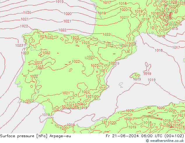 Bodendruck Arpege-eu Fr 21.06.2024 06 UTC