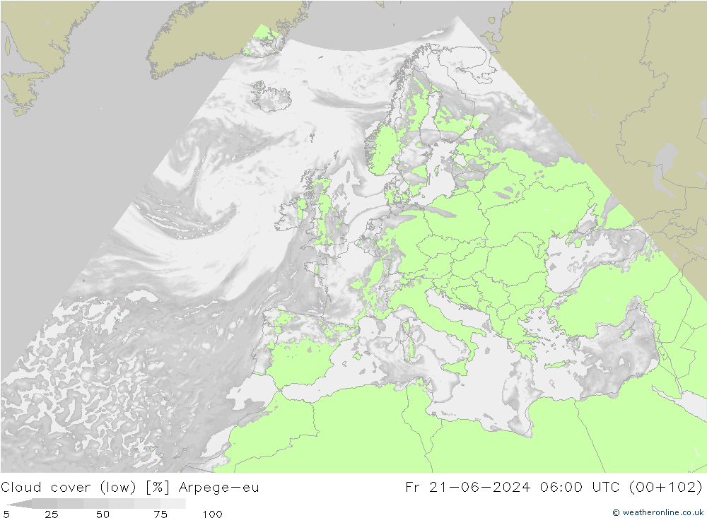 Bulutlar (düşük) Arpege-eu Cu 21.06.2024 06 UTC