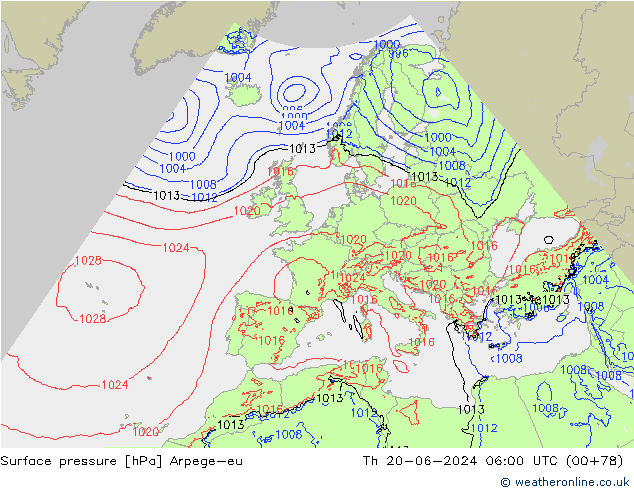 ciśnienie Arpege-eu czw. 20.06.2024 06 UTC