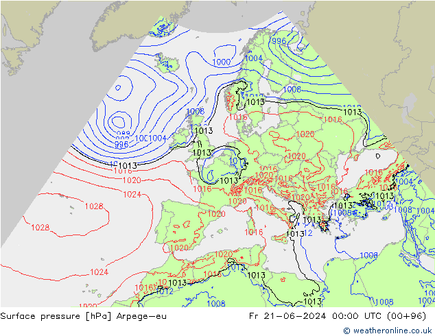 Surface pressure Arpege-eu Fr 21.06.2024 00 UTC