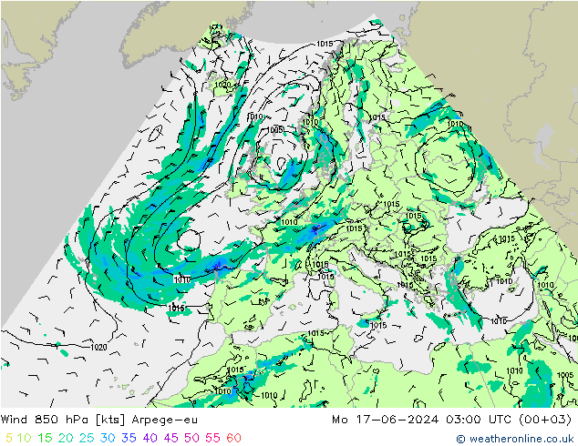 Rüzgar 850 hPa Arpege-eu Pzt 17.06.2024 03 UTC
