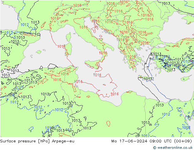 ciśnienie Arpege-eu pon. 17.06.2024 09 UTC