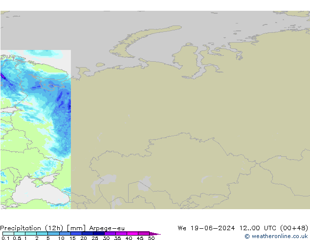 Precipitazione (12h) Arpege-eu mer 19.06.2024 00 UTC
