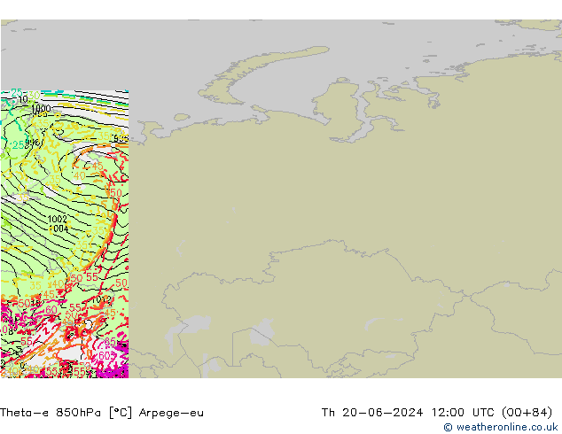 Theta-e 850hPa Arpege-eu  20.06.2024 12 UTC