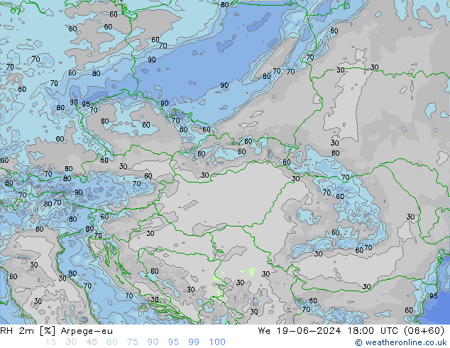 RH 2m Arpege-eu  19.06.2024 18 UTC