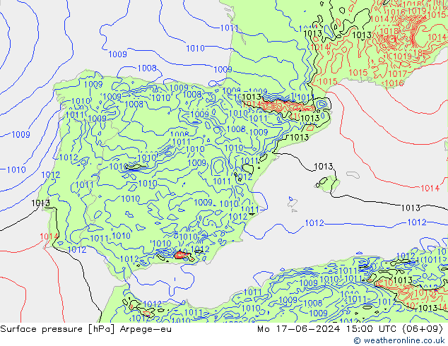 Luchtdruk (Grond) Arpege-eu ma 17.06.2024 15 UTC