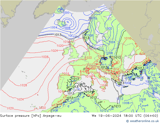 приземное давление Arpege-eu ср 19.06.2024 18 UTC