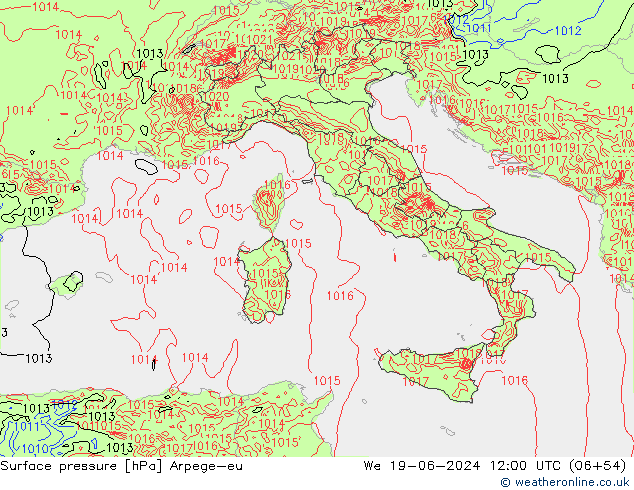pression de l'air Arpege-eu mer 19.06.2024 12 UTC