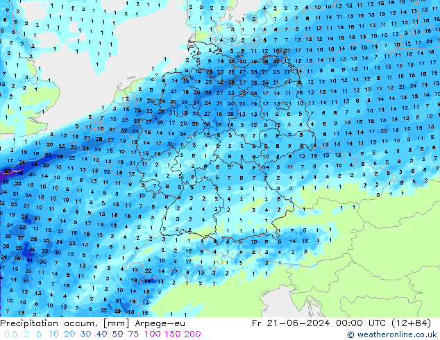 Precipitation accum. Arpege-eu Sex 21.06.2024 00 UTC