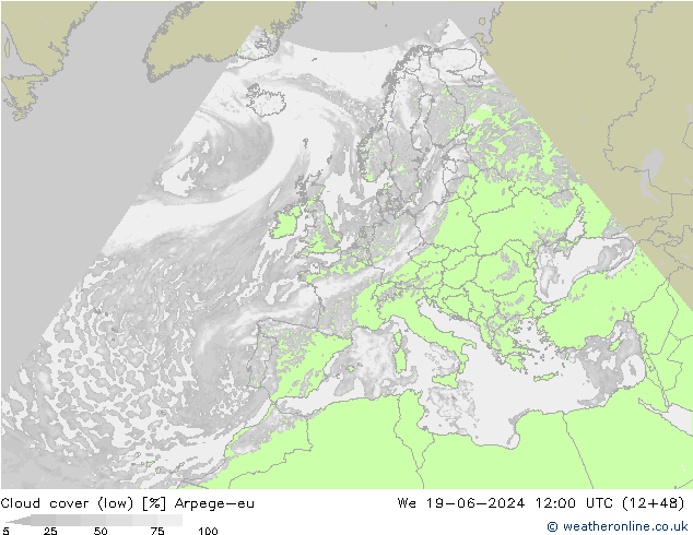 Bulutlar (düşük) Arpege-eu Çar 19.06.2024 12 UTC