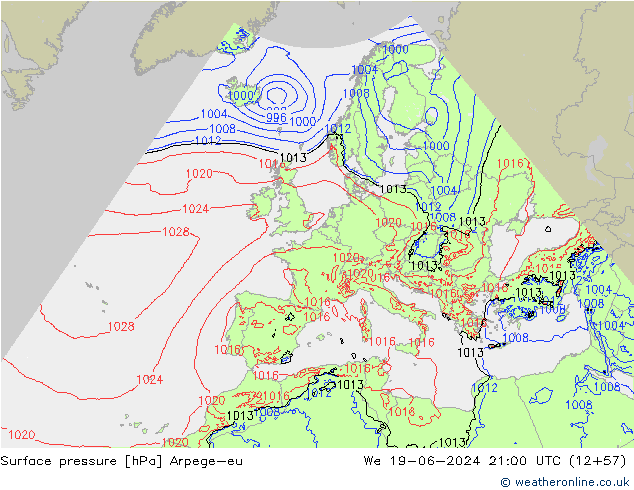 pression de l'air Arpege-eu mer 19.06.2024 21 UTC