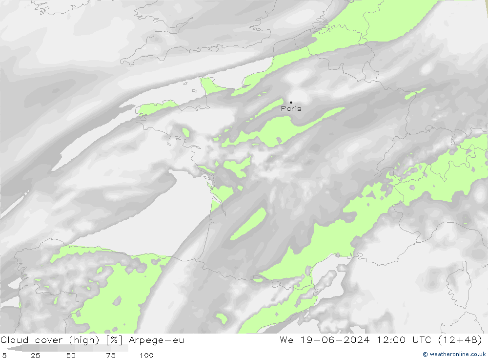 Wolken (hohe) Arpege-eu Mi 19.06.2024 12 UTC