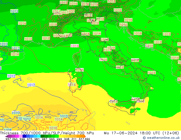 Thck 700-1000 hPa Arpege-eu Seg 17.06.2024 18 UTC