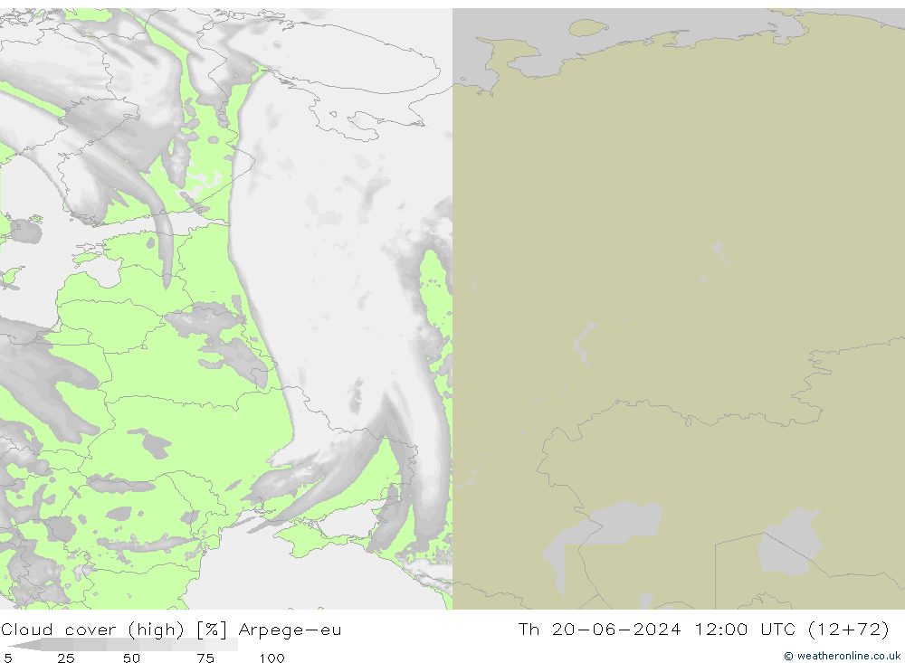 zachmurzenie (wysokie) Arpege-eu czw. 20.06.2024 12 UTC