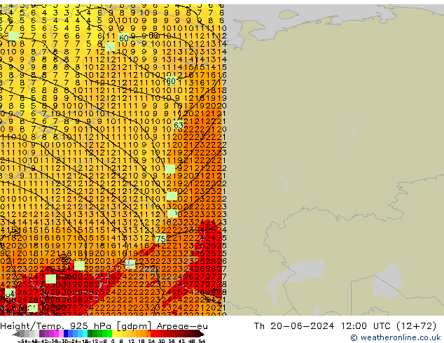Height/Temp. 925 hPa Arpege-eu  20.06.2024 12 UTC