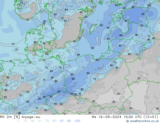 RH 2m Arpege-eu  19.06.2024 15 UTC
